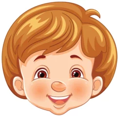 Gordijnen Vector illustration of a happy young boy's face © GraphicsRF