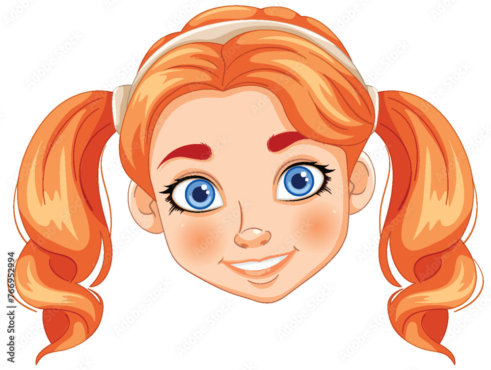 Poster Vector illustration of a smiling young girl