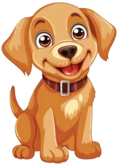 Fotobehang Vector illustration of a happy, brown puppy © GraphicsRF