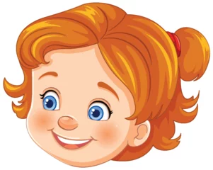 Fotobehang Vector illustration of a smiling young girl's face. © GraphicsRF