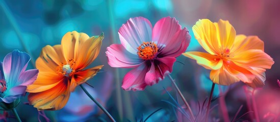 colorful flowers created using color filters