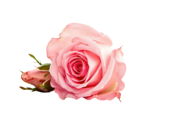 Elegant Solo Pink Rose isolated on transparent Background