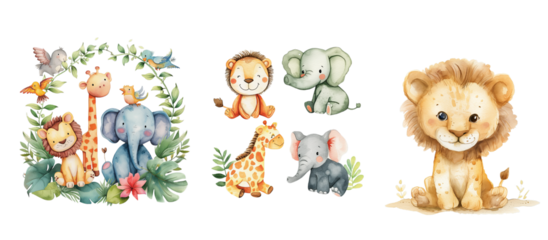 Watercolor safari animals