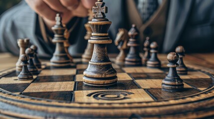 photo of chess pieces on board during the sunset