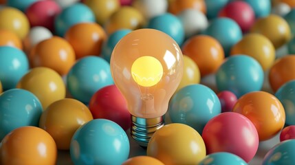 Fototapeta na wymiar Colorful Lightbulb Moments: Bubble Up with Brilliant Ideas