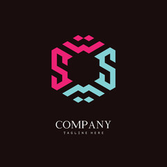 A unique, hexagon-shaped monogram logo with the initial letter M and S or letter S and W. Suitable for various businesses.