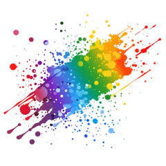 Rainbow Colored Paint Splattered on transparent Background - obrazy, fototapety, plakaty