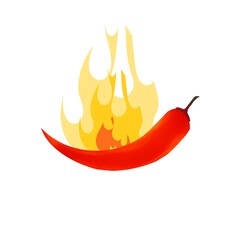 Fire Red Hot chillies peppers , chili Peppers illustration on white background pattern 