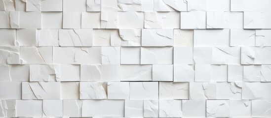 Close up of a grey rectangular tile wall with a geometric pattern. The composite material resembles...