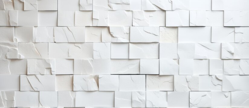 Close up of a grey rectangular tile wall with a geometric pattern. The composite material resembles wood with parallel lines, creating an engineered building material for flooring