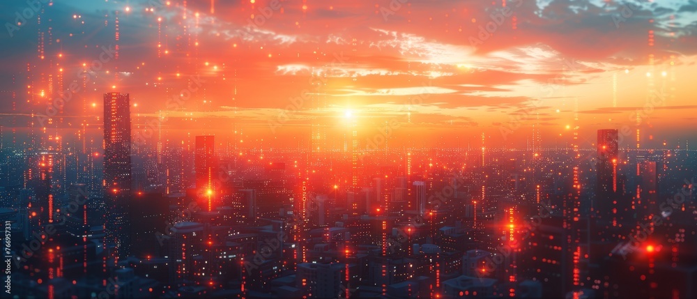 Poster The concept of a smart city. The Internet of Things. ICT (Information Communication Technology).