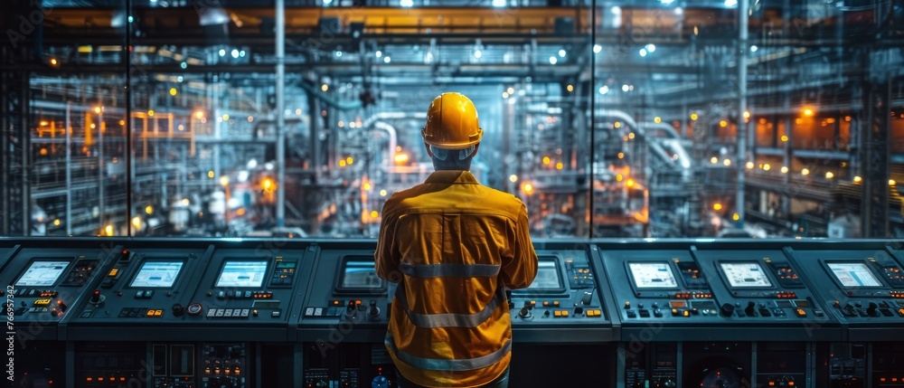 Poster The Automation Control room in a Smart Factory is designed in accordance with the Technology Trends for Industry 4.0. The engineer and the director manager monitor the work automation machine process