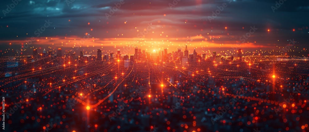 Aufkleber a smart city and wireless communication network, an abstract image visual, and the internet of thing