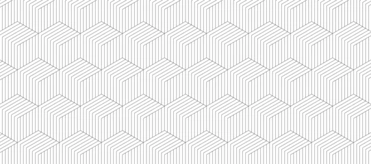 Fotobehang 幾何学 抽象 白 グレー 六角形 ストライプ 背景 © Naoki Kim