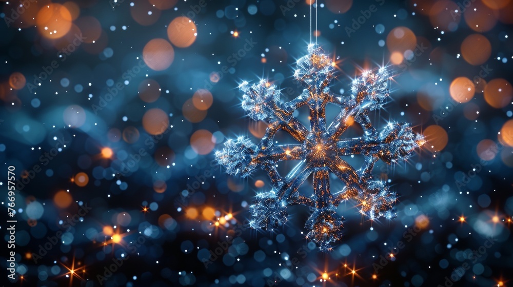 Aufkleber isolated modern illustration of an abstract 3d graphic concept with a hanging snowflake. low poly st