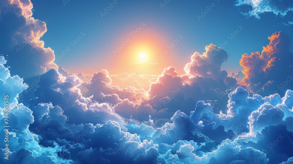 Aufkleber Background with a clear sky and clouds. Template for summer products.