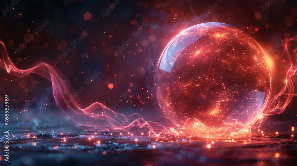 Poster A futuristic energy shield effect in an abstract glowing style. Digital technology template concept.