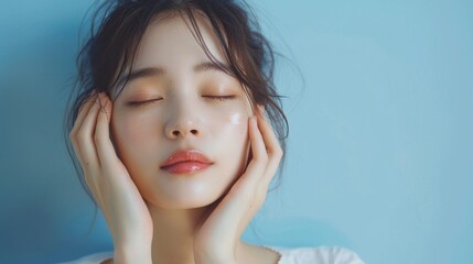 The beauty concept of a young Asian woman. Skin care. Body care.