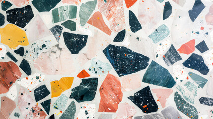 Colorful Terrazzo Flooring Pattern with Abstract Geometric Shapes - obrazy, fototapety, plakaty