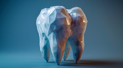 The design of a health tooth low poly landing page template. A 3D polygonal illustration of the molar teeth. Stomatology clinic homepage mockup. Dentistry services mesh art banner. Teeth treatment