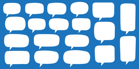 Obraz premium Set of hand drawn speech bubbles. Speak bubble for text, cartoon chatting box, message box. Blank empty white speech bubbles.