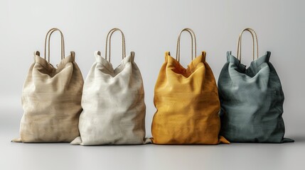 A canvas shopping sack mockup isolated on a white background (clipping path). - obrazy, fototapety, plakaty