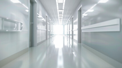 Clean minimalist interior hallway; out of focus, copy space