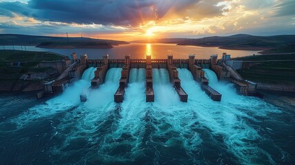 hydroelectric dam - obrazy, fototapety, plakaty