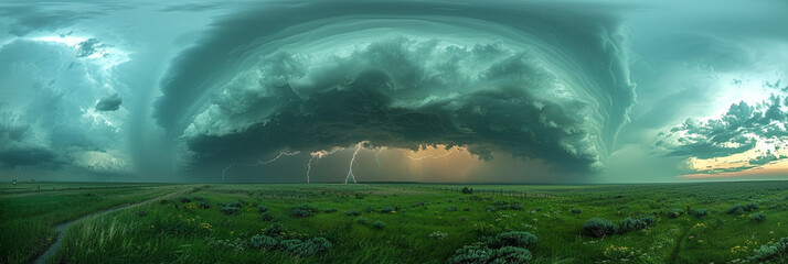 Storm's Power Unleashed: Dramatic 360� Time-Lapse of Thunderstorms Over Sprawling Prairie