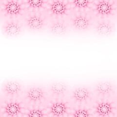 Obraz na płótnie Canvas Raster illustration, romantic postcard, banner, space for text, framing with top and bottom borders from a variety of delicate, beautiful, pink flowers, gradually turning into a white background. 