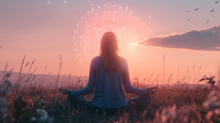 yoga meditation in the sunset