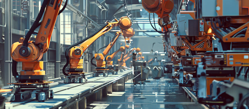 Robots work on the production line, new generation production
