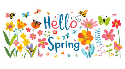 "Hello Spring" concept isolated on white or transparent png