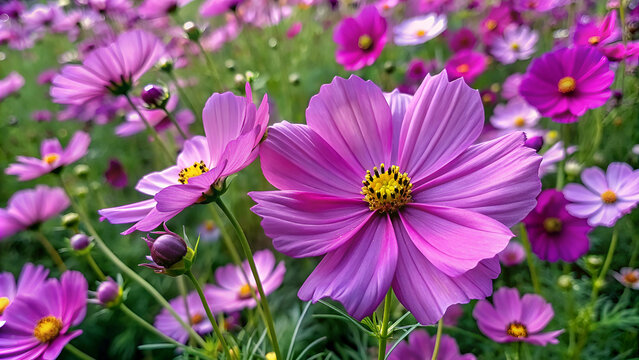 Purple cosmos flowers