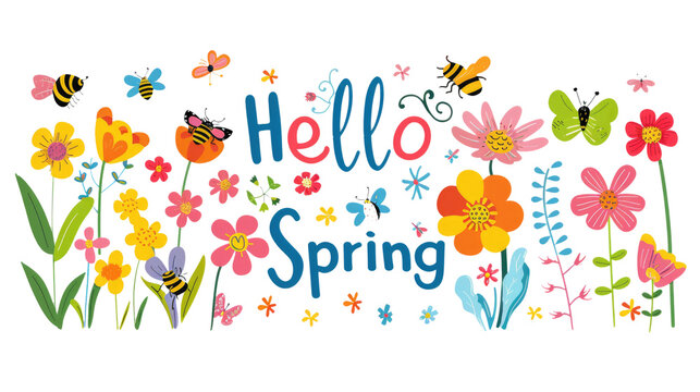"Hello Spring" concept isolated on white or transparent png