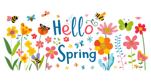 "Hello Spring" concept isolated on white or transparent png