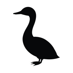 silhouette of a grebe on white