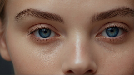 Close up of beautiful woman's blue eyes with eyelash and brow lift.	