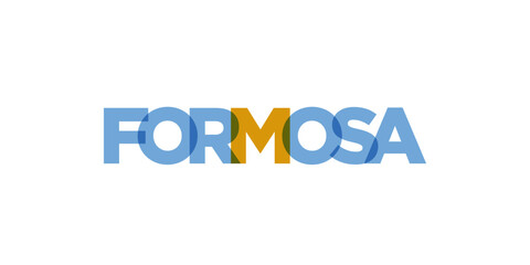 Formosa in the Argentina emblem. The design features a geometric style, vector illustration with bold typography in a modern font. The graphic slogan lettering.