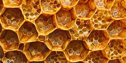 Organic Texture of Honeycomb Close-Up