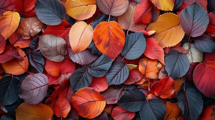 Fallen leaves creating a colorful carpet in autumn