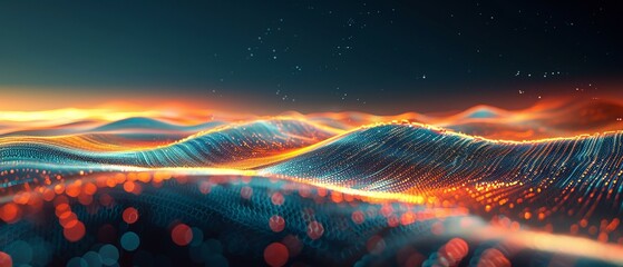 A digital abstract horizon where light and data intersect, the speed of information rendered visible