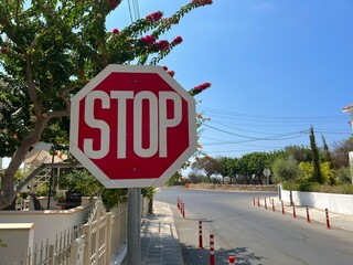 Road stop sign in Cyprus.