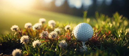 Fotobehang Close-up golf ball on tee © KRIS
