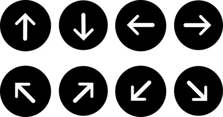 Arrow icons set, control button, navigation for apps, UI, and website. Replaceable vector design.