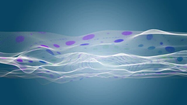 Fantastic video animation with particle wave object in slow motion and space for text, 4096x2304 loop 4K