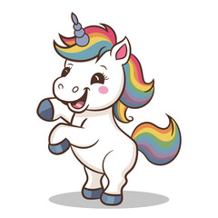 Vector hand-drawn unicorn with energetic pose animal illustration © SHOEB AKTER
