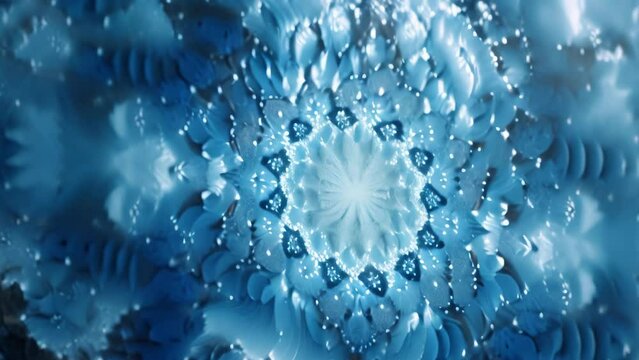 Blue background kaleidoscope. 4k video