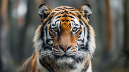 Tiger with striking gaze in the wild.
