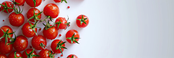 Tomato lycopene protect cell damage, having potassium, vitamins B and E, controlling bad cholesterol lowers heart disease risk, blood pressure, health care banner , fitness foo. Modern cover header - obrazy, fototapety, plakaty